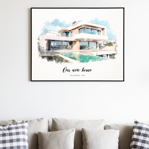 Custom House Watercolor Portrait from Photo Personalized First Home Illustration Housewarming Gift Digital Painting Download Printable Art image 5