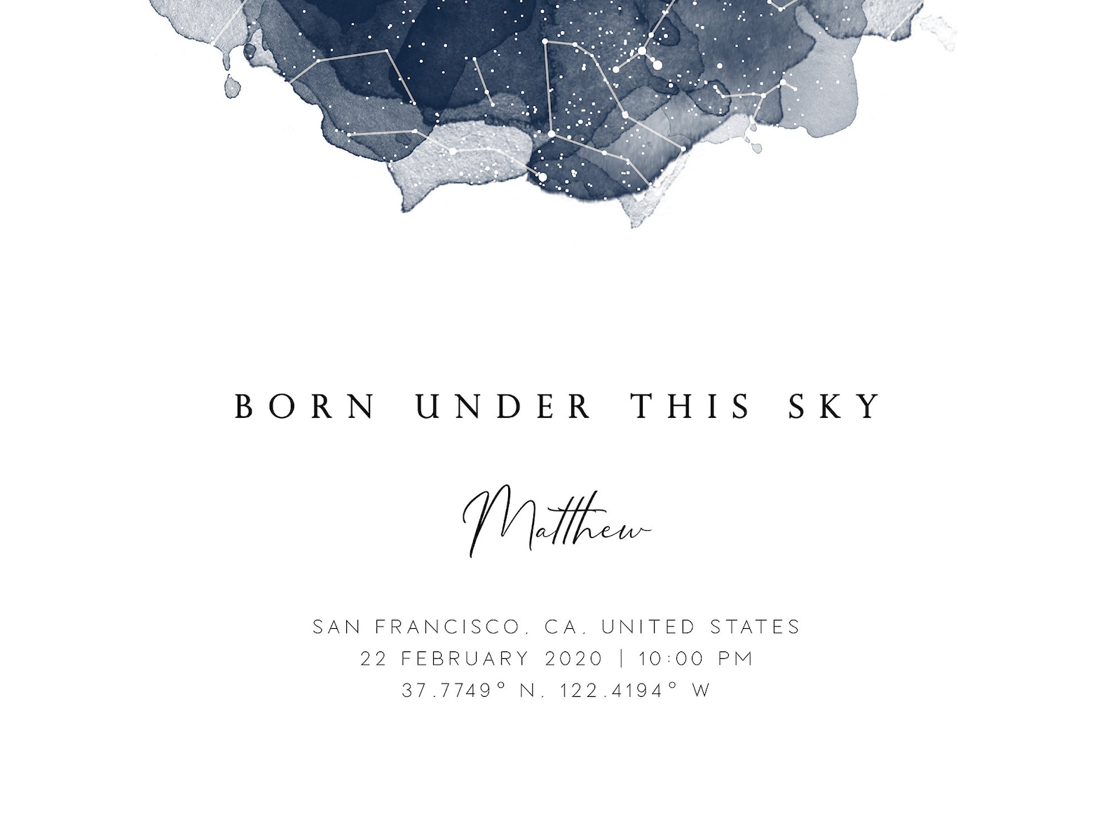 Night Sky the Day When You Were Born Star Map by Date 1st - Etsy