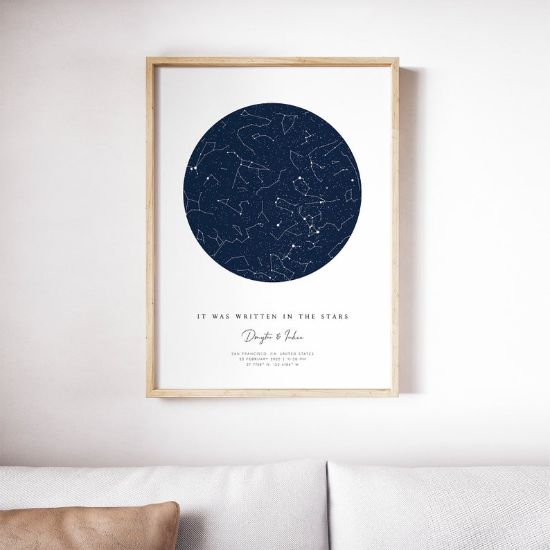 Night Sky the Day We Met Custom Star Constellation Map by Date ...
