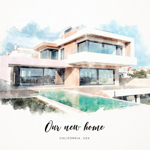 Watercolor Home Portrait Real Estate Closing Gifts for Clients Etsy