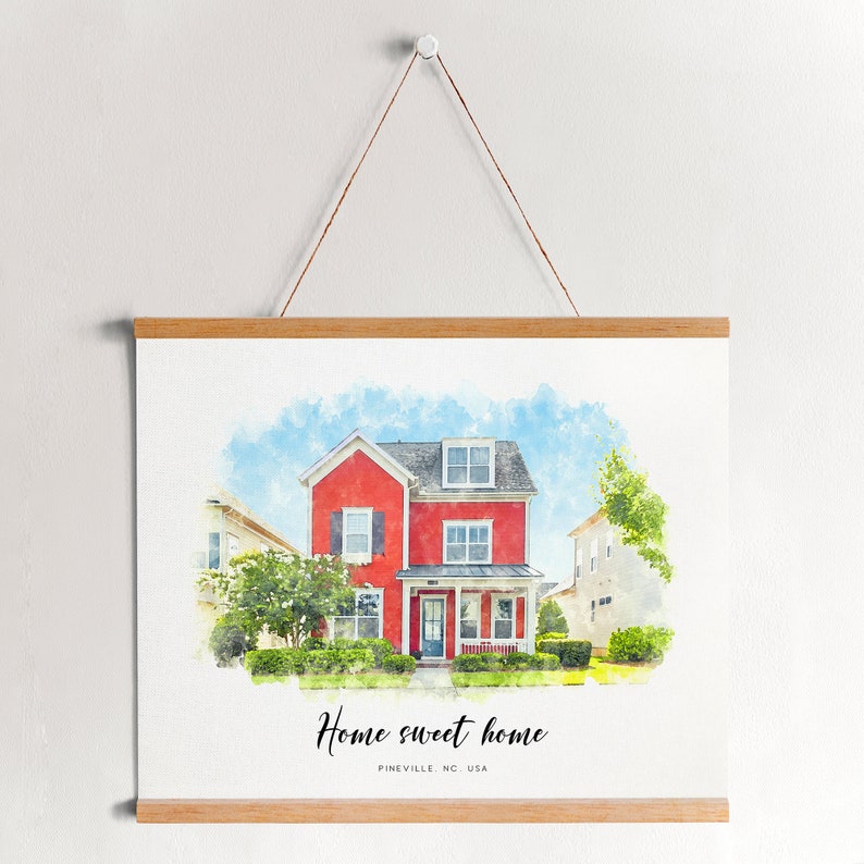 Custom House Watercolor Portrait from Photo Personalized First Home Illustration Housewarming Gift Digital Painting Download Printable Art image 2