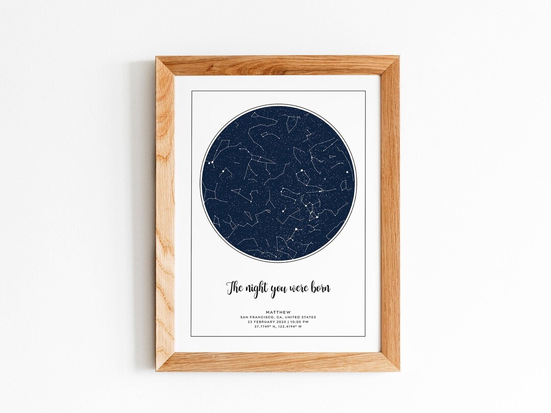 Custom Star Map Digital Download Print, Stars the Day You Were Born ...