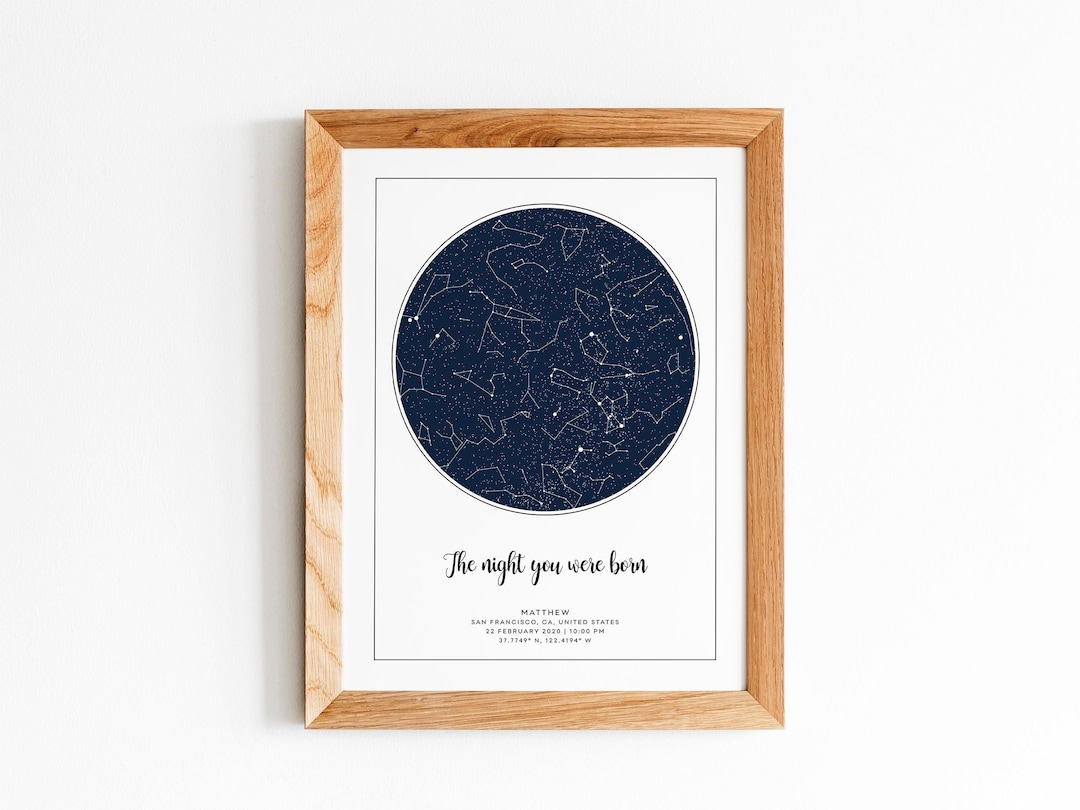 Day You Were Born Personalized Night Sky Star Chart Constellation Map ...
