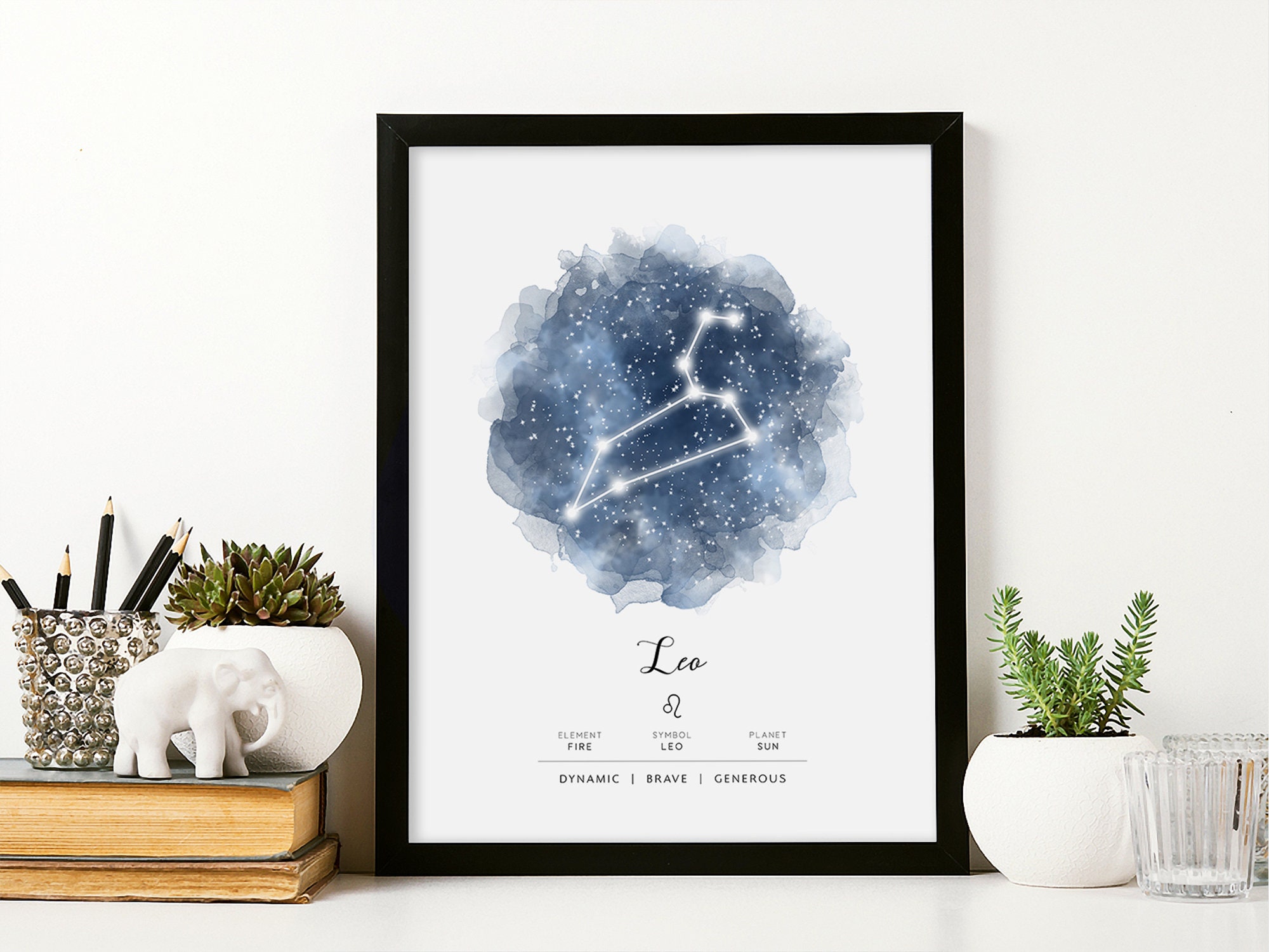 Leo Birthday Gift Zodiac Sign Printable Wall Art Constellation Etsy