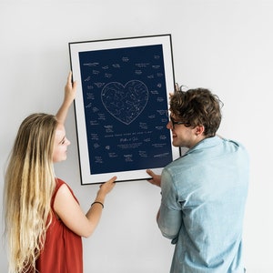 Sous ces étoiles, nous nous sommes mariés, livre d'or de mariage, signature alternative, affiche sur toile, livre d'or, ciel nocturne, constellation d'étoiles personnalisée, carte par date image 7