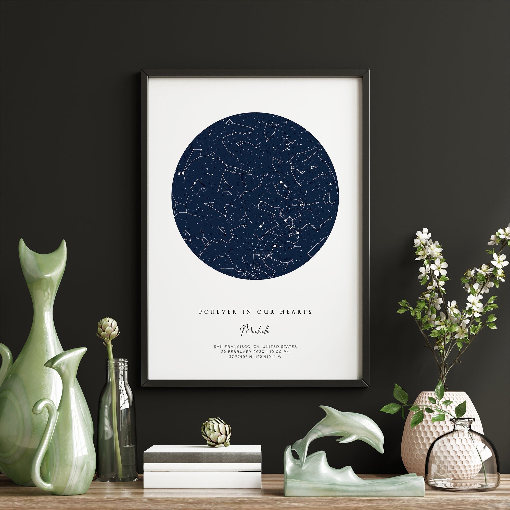 Personalized Memorial Custom Star Map Sympathy for Loss of Mother Father Son Daughter Husband Sister Brother Parents Dad Mom Wife