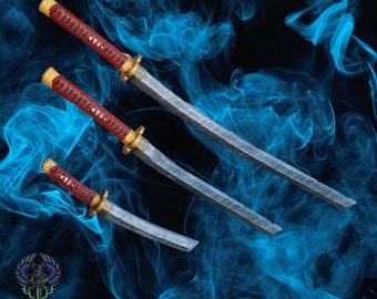 LARP Sleek Samurai Warrior Set Of Three Swords | Realistic LARP Cosplay Foam Weapons | Katana, Wakizashi, Tanto | Japanese Swords