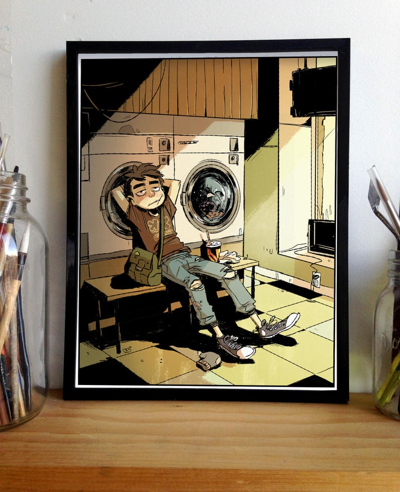 Laundromat Digital Art Print Street Art Grunge Illustration Etsy Canada