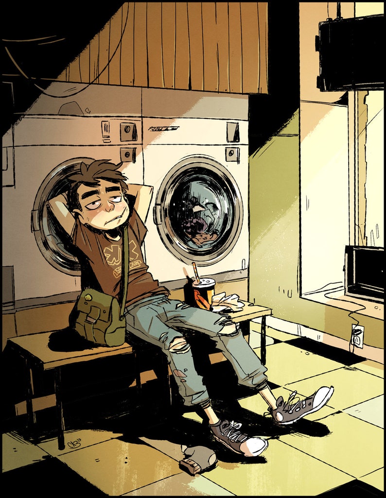 Laundromat Digital Art Print Street Art Grunge Illustration Etsy Canada