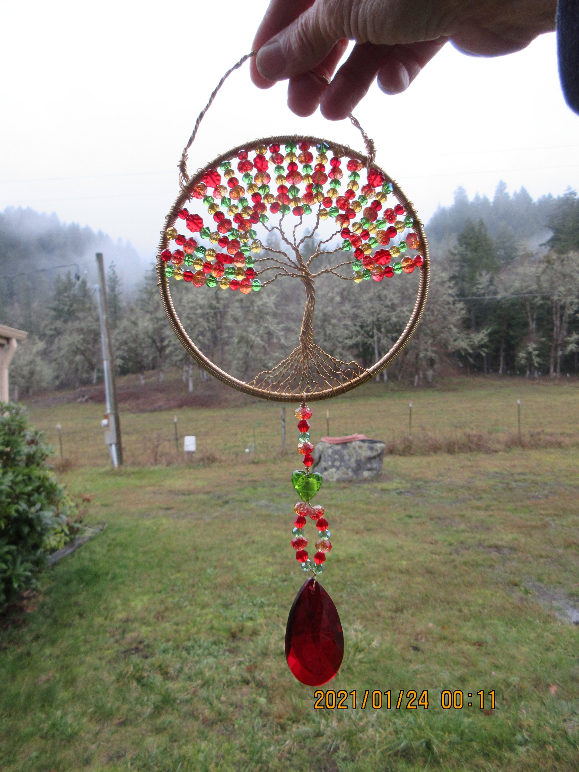 5 Tree of Life Suncatcher with Red Crystal Etsy