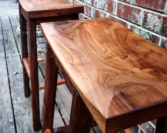 Solid Walnut Saddle Seat Bar Stool - Mortise and Tenon Joinery