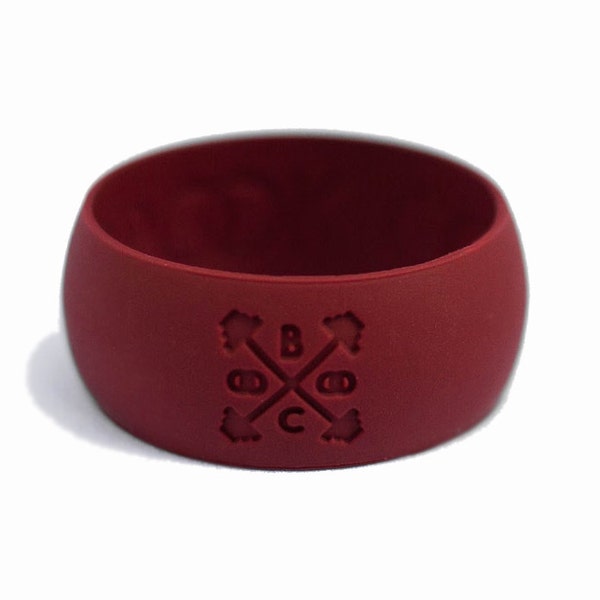 Wide Silicone Wedding Ring - Garnet Red Silicone Wedding Band - Active Wedding Band - Rubber Wedding Ring - Rubber Wedding Band