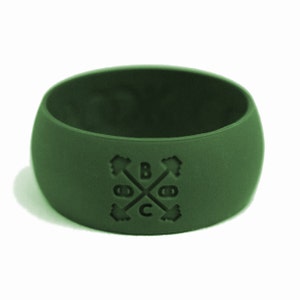 Breiter Silikon-Hochzeitsring-Forest Green Silicone Wedding Band-Active Band-Rubber Wedding Ring-Rubber Wedding Band