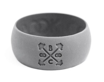 Wide Silicone Wedding Ring - Light Grey Silicone Wedding Band - Active Wedding Band - Rubber Wedding Ring - Rubber Wedding Band
