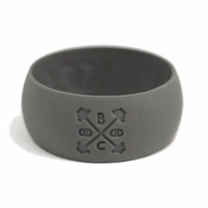 Wide Silicone Wedding Ring - Grey Silicone Wedding Band - Active Wedding Band - Rubber Wedding Ring - Rubber Wedding Band