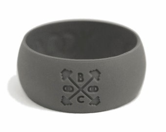 Anillo de boda de silicona amplia - gris banda de la boda de silicona - banda de boda activa - anillo de boda de goma - banda de boda de goma