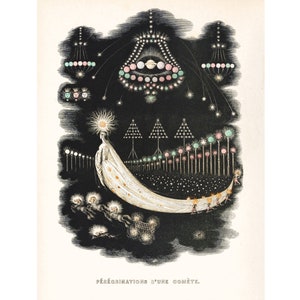 Wanderings of a comet | Pérégrinations D&#39;une Comète | Celestial fine art print | Modern Vintage decor | Eco-friendly gift