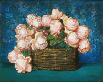 Vintage Flower Basket | Mexican artist Alfredo Ramos Martinez | Mexican modernism | Colorful print