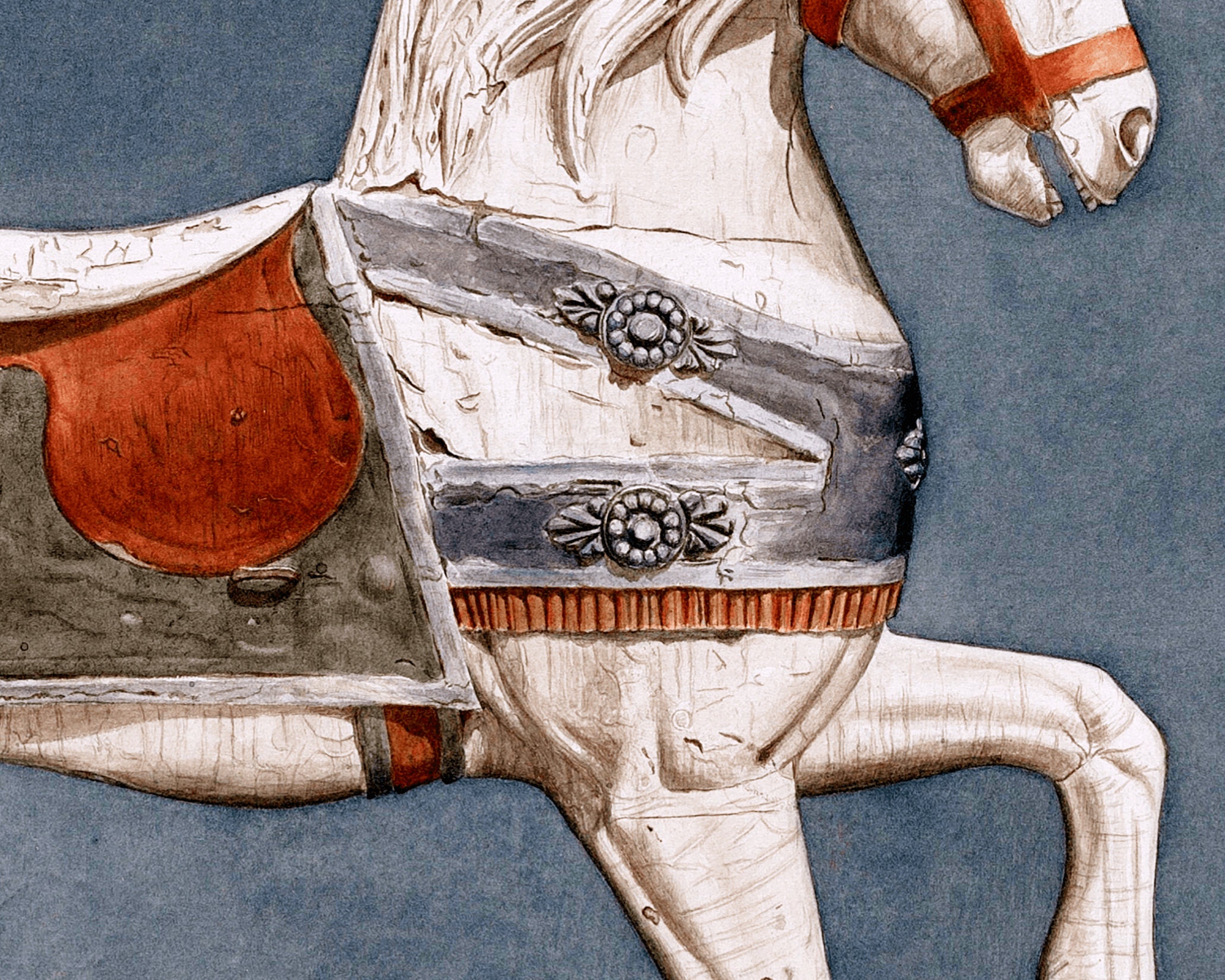 Carousel Horse Art Print: Vintage Carnival Equine Painting - Etsy