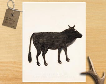 Bill Traylor Black Cow Print: Americana Folk Art