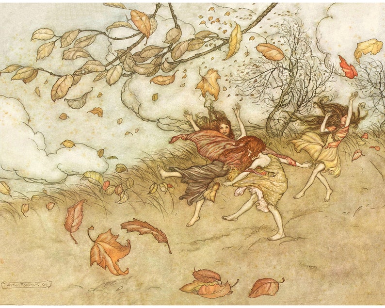 Fall Fairies Art Print | Arthur Rackham Illustration | Vintage Woodland ...