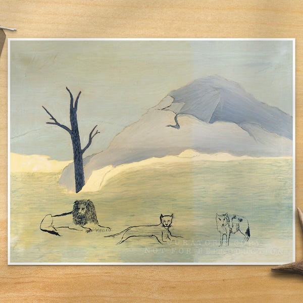 Horace Pippin Holy Mountain Print: Primitive Americana Folk Art