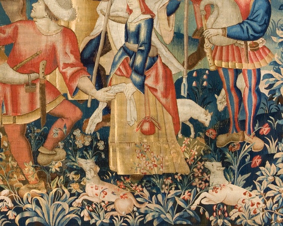 Medieval Tapestry Art Print: Shepherds Round Dance, 16th Century