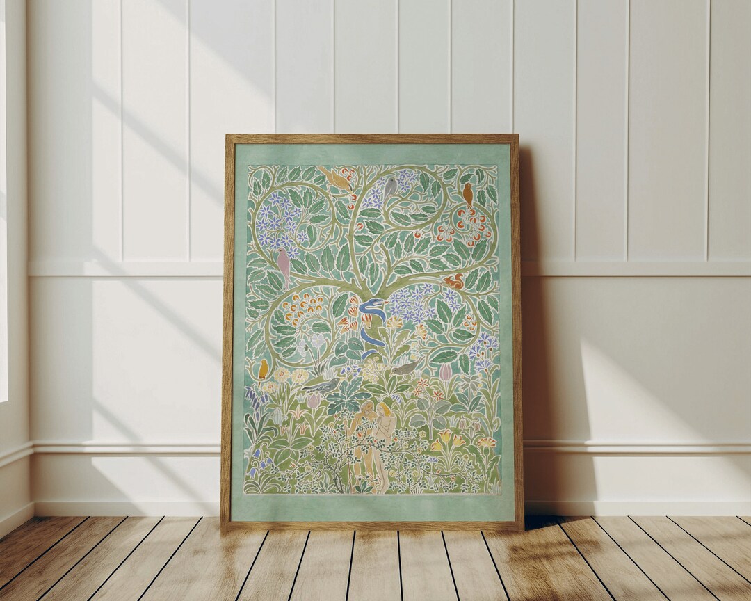 Garden of Eden Art Nouveau Print: Adam and Eve, Tree of Life - Etsy
