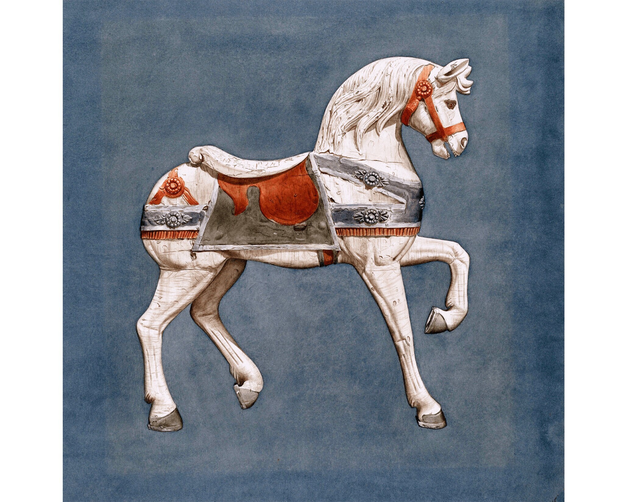 Carousel Horse Art Print: Vintage Carnival Equine Painting - Etsy