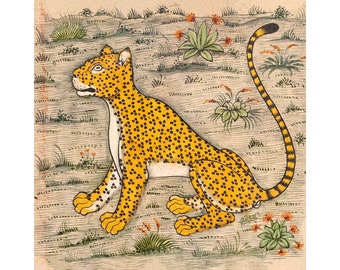 Vintage Leopard Art Print: Persian Encyclopedia Illustration