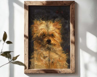 Antique 1876 Yorkie Painting by Edouard Manet - Vintage Pet Decor - Animal Wall Art - Bob, the Dog