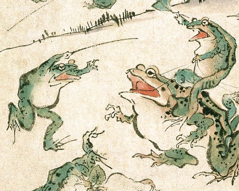 Vintage Frog Art Battle of the Frogs Kawanabe Kyosai Etsy