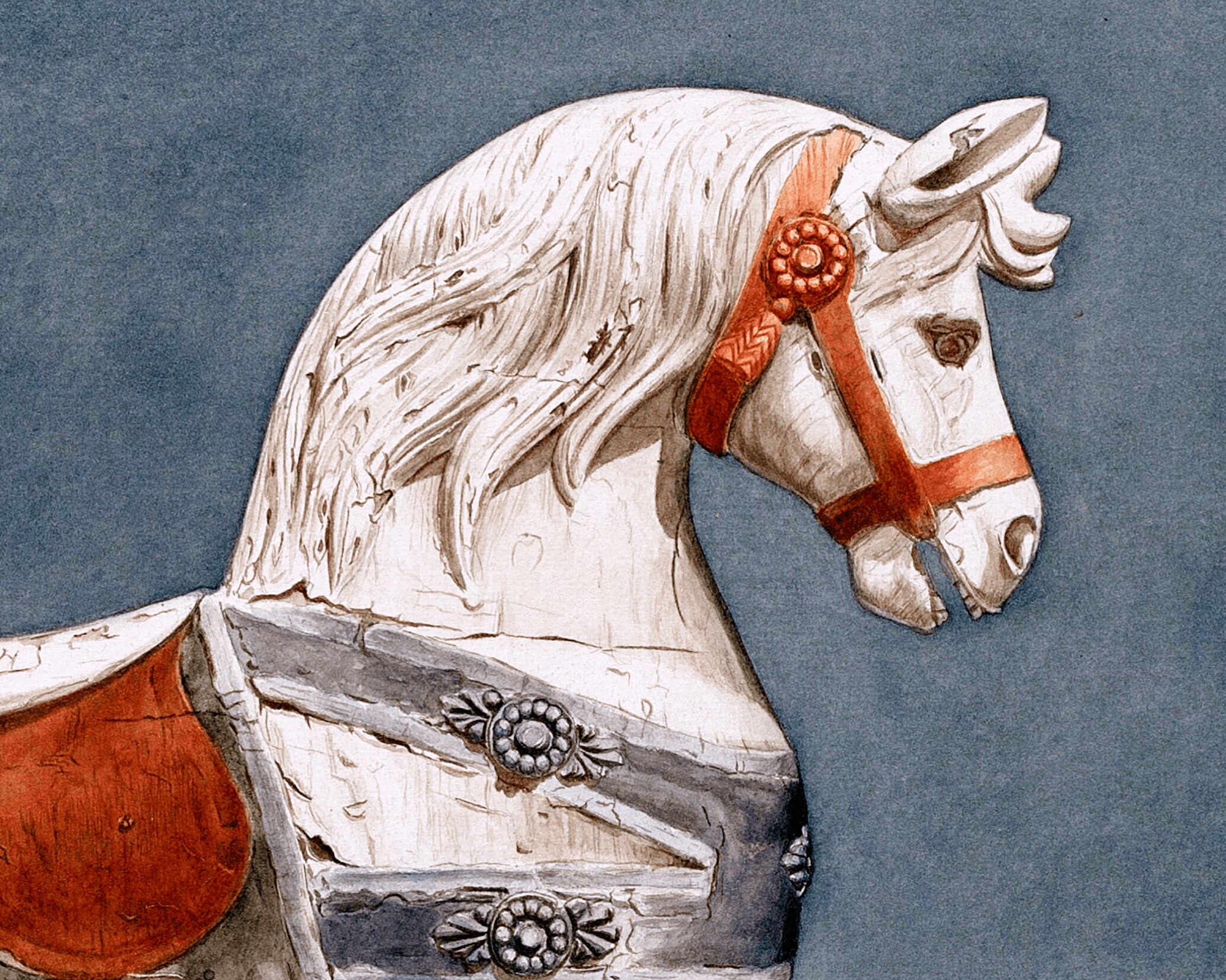 Carousel Horse Art Print: Vintage Carnival Equine Painting - Etsy
