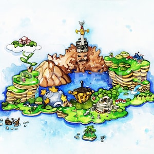 Carte du monde super Mario RPG - Impression d’archives en édition limitée