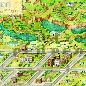 Onett Map Limited Edition Archival Aquarel Print