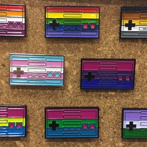 Pride Controller Enamel Pins!! Proceeds towards local Queer Collective Athens GA Gay Trans Lesbian Bear Pride Pastel Rainbow