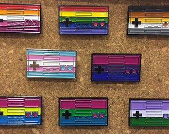 Pride Controller Enamel Pins!! Proceeds towards local Queer Collective Athens GA Gay Trans Lesbian Bear Pride Pastel Rainbow