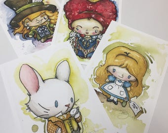Alice in Wonderland Limited Edition Archival Watercolor Prints