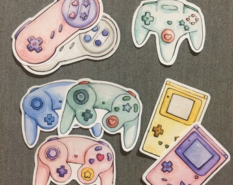 Video Game Controller Weatherproof Vinyl Sticker: Tribute SNES N64 Gamecube GameBoy