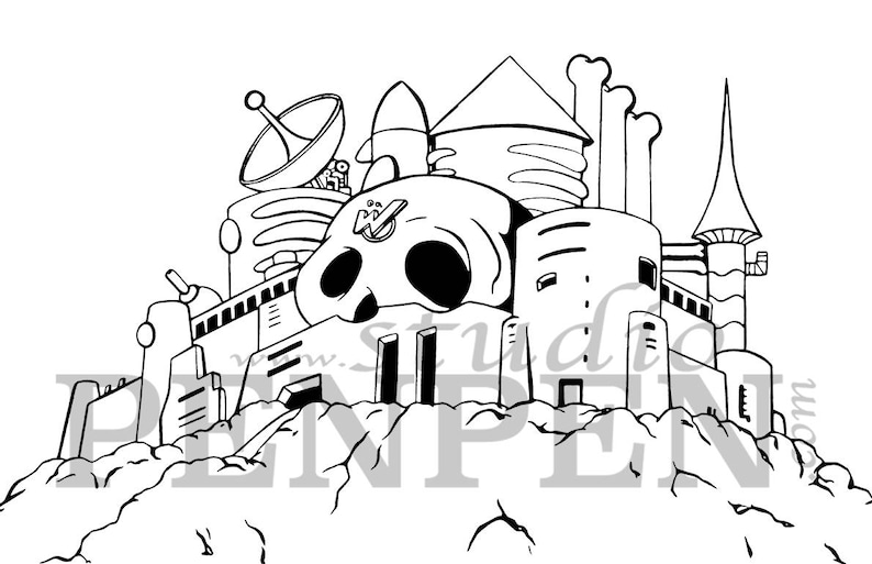 Wily's Castle Coloring Page Digital Download image 1