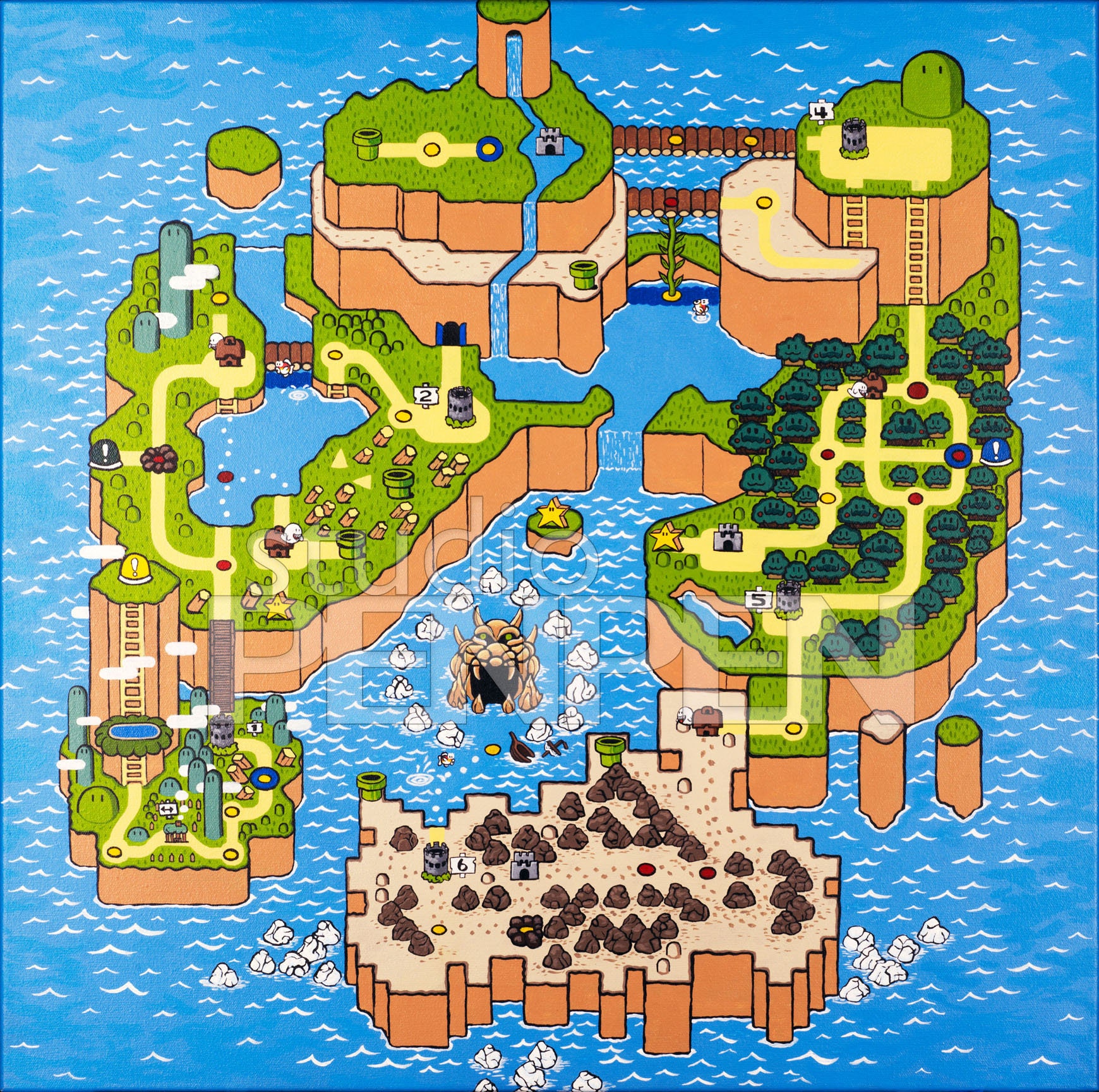 Super Mario World Map Original Or Autumn Flavored - Etsy