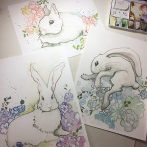 Archival Watercolor Bunny Rabbit Print