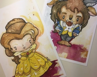 Beauty & the Beast limited edition archival watercolor print