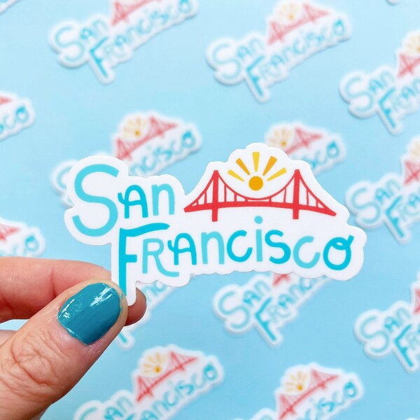 San Francisco Vinyl Sticker / SF California Sticker / Golden Gate Bridge / California Golden Poppy Sticker / SF Bay Area Travel Sticker