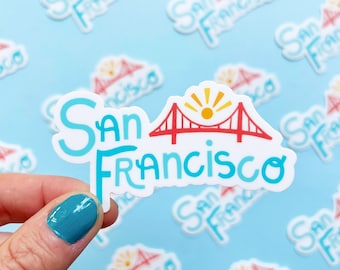 San Francisco Vinyl Sticker / SF California Sticker / Golden Gate Bridge / California Golden Poppy Sticker / SF Bay Area Travel Sticker