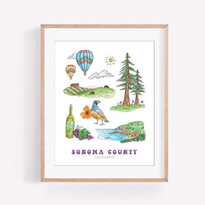 Sonoma County Art Print / Wine Country Art / Napa Sonoma California Art Print / Sonoma Travel Gift / Wine Country Souvenir / Travel Poster
