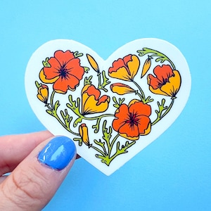 California Poppy Vinyl Sticker / Golden Poppy Sticker / State Flower Sticker / California Souvenir / Laptop Water Bottle Car Decal