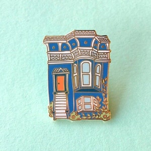 San Francisco Pin / SF California Pin / SF City Pin / Painted Ladies / Blue Victorian House Hard Enamel Pin