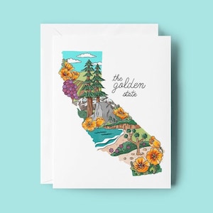 California State Landmark Card / California Poppy Card / California Souvenir / California Travel Art / California Card