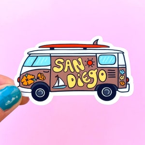 San Diego California Surf Vinyl Sticker / SoCal Sticker / Surfer West Coast Sticker / California Beach Sticker / Groovy Surf Sticker